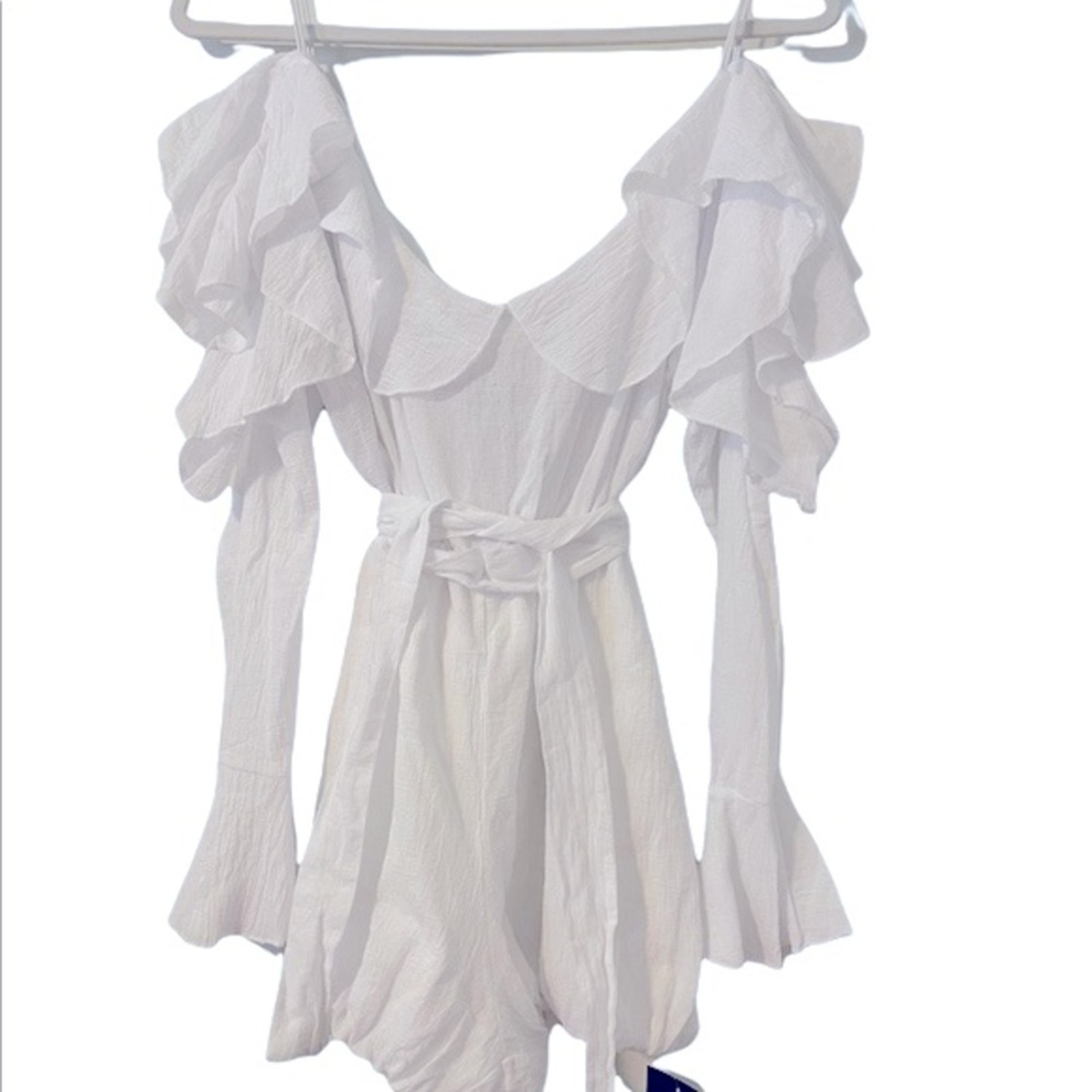 Storets Billie Cold Shoulder White Short Romper Bridal Bachelorette — image 4 of 7